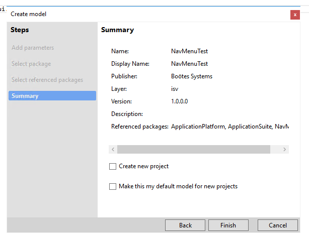 Create new model Dynamics 365 for Finance and Operations Step 5