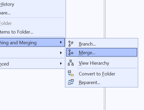 TFVC merging via Visual Studio: powerful, but dangerous, repetitive, and full of scaling problems.